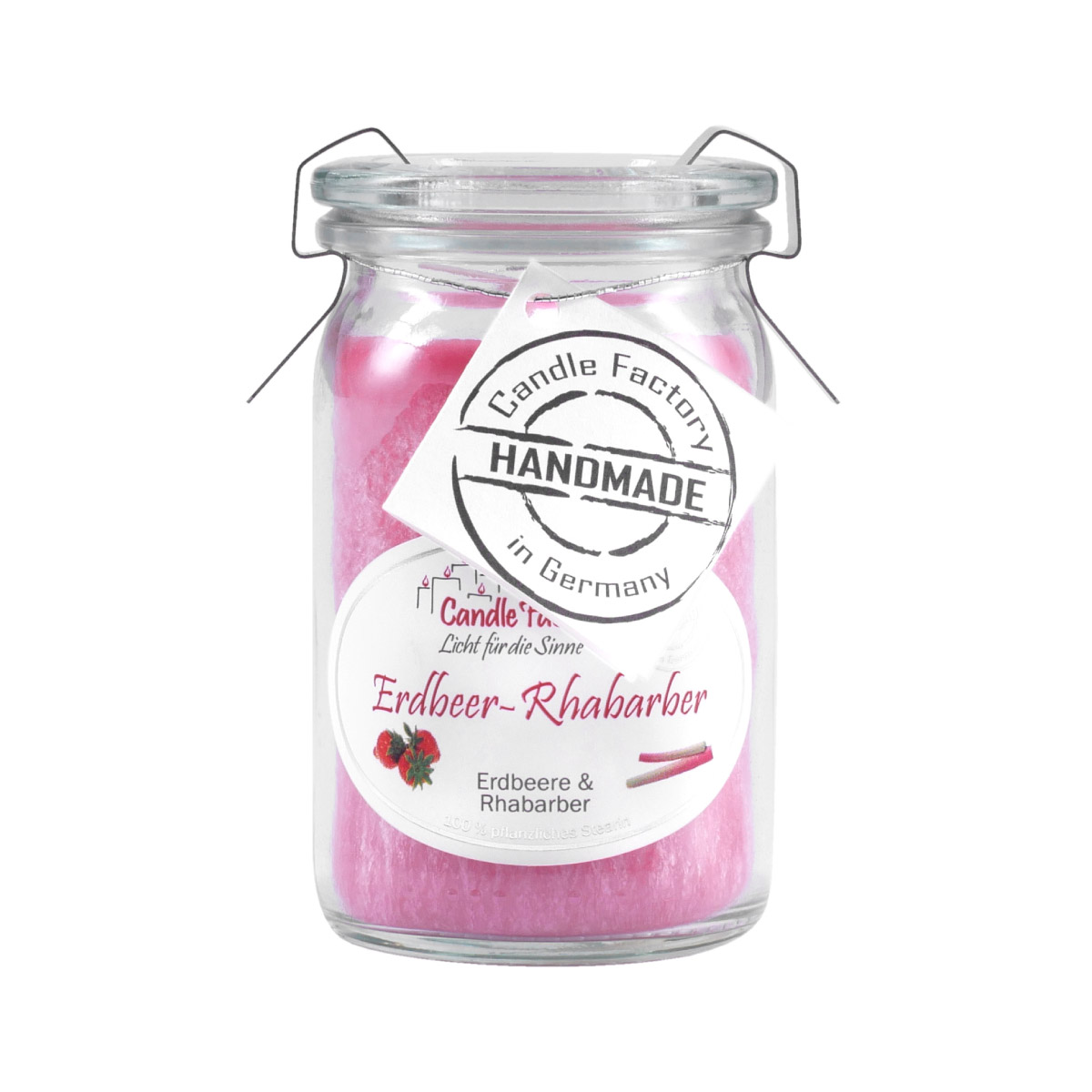 Erdbeer Rhabarber - Baby Jumbo Windlicht im Weckglas von Candle Factory