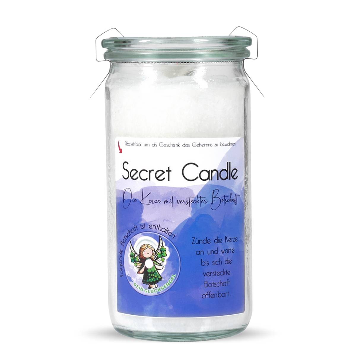 Dein Glücksengel - Zitronenmelisse - Secret Candle Mini Jumbo Windlicht im Weckglas von Candle Factory