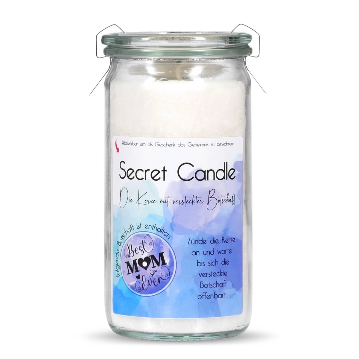 Best MOM ever - Lavendel Lemongrass - Secret Candle Mini Jumbo Windlicht im Weckglas von Candle Factory