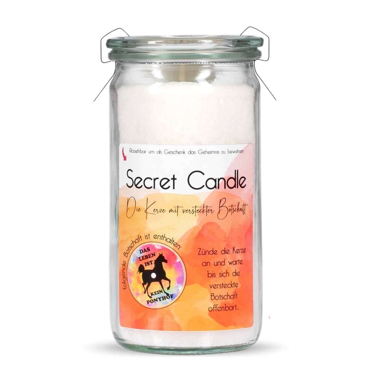 Das Leben ist kein Ponyhof - Wildblumen - Secret Candle Mini Jumbo Windlicht im Weckglas von Candle Factory
